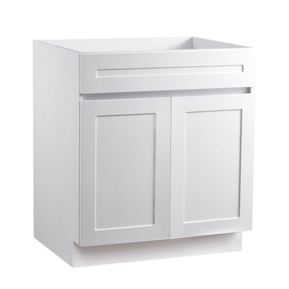 KLCC-05 - 30" White Shaker Base Cabinet with Soft Close Hinges