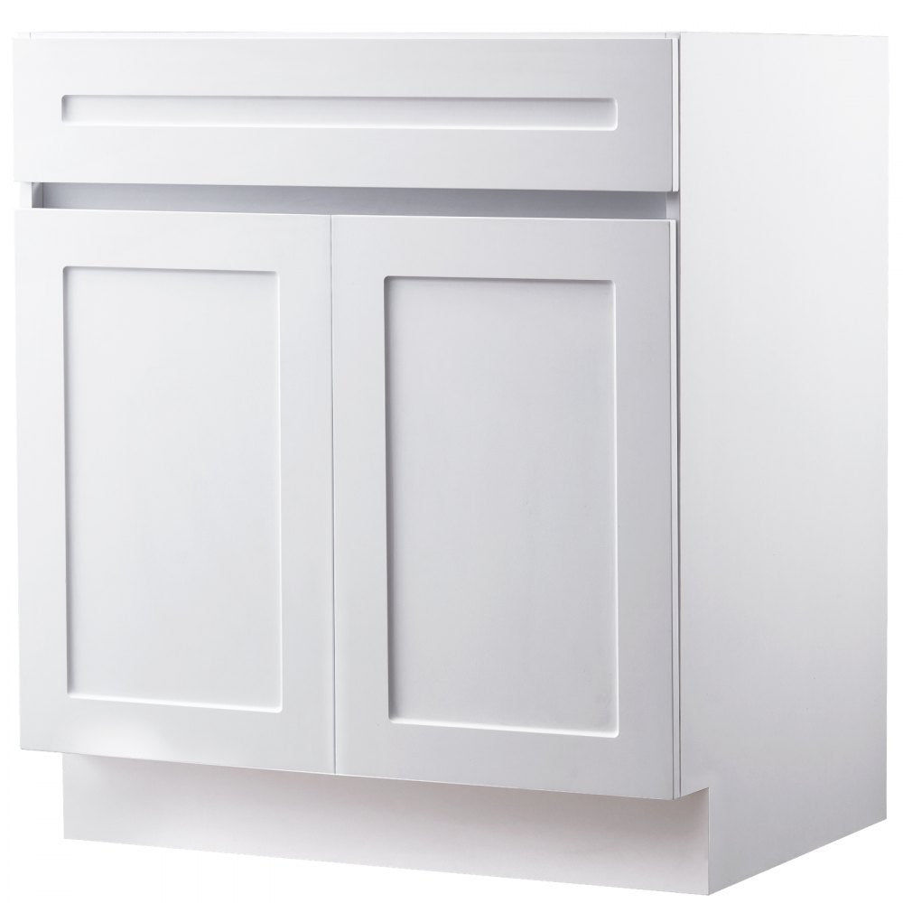 KLCC-05 - 30" White Shaker Base Cabinet with Soft Close Hinges