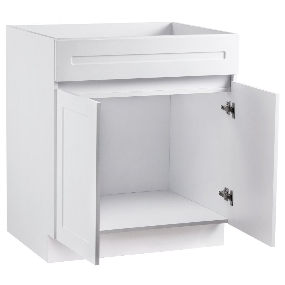 KLCC-05 - 30" White Shaker Base Cabinet with Soft Close Hinges