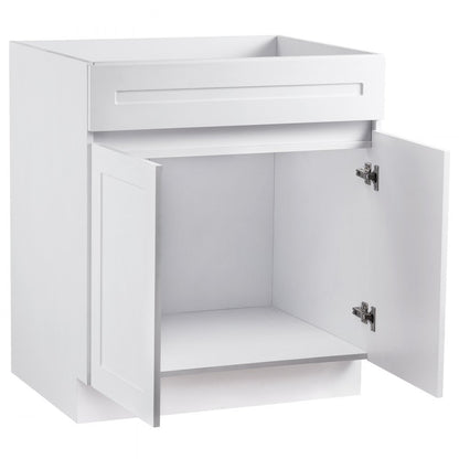 KLCC-05 - 30" White Shaker Base Cabinet with Soft Close Hinges