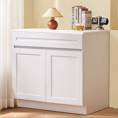 KLCC-06 - 36" White Shaker Base Cabinet with Soft Close Hinges