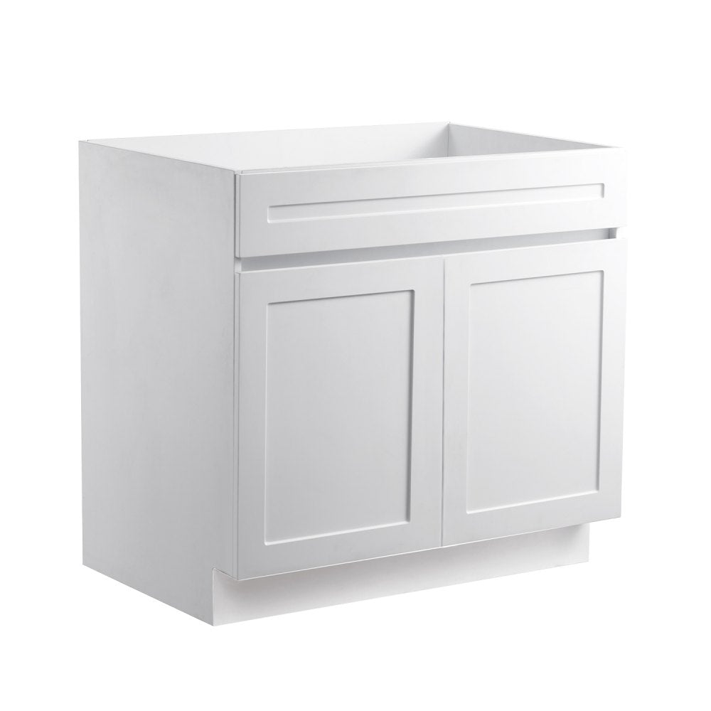 KLCC-06 - 36" White Shaker Base Cabinet with Soft Close Hinges