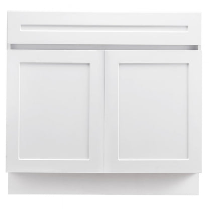 KLCC-06 - 36" White Shaker Base Cabinet with Soft Close Hinges