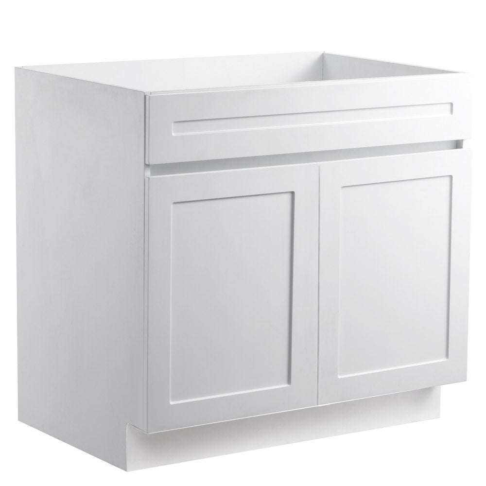 KLCC-06 - 36" White Shaker Base Cabinet with Soft Close Hinges