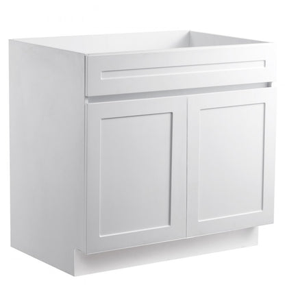KLCC-06 - 36" White Shaker Base Cabinet with Soft Close Hinges