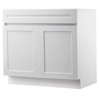 KLCC-06 - 36" White Shaker Base Cabinet with Soft Close Hinges