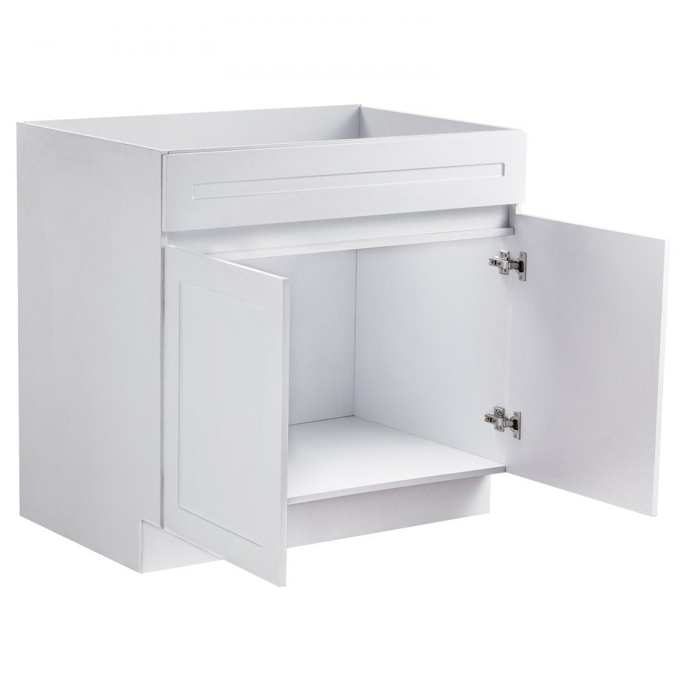 KLCC-06 - 36" White Shaker Base Cabinet with Soft Close Hinges