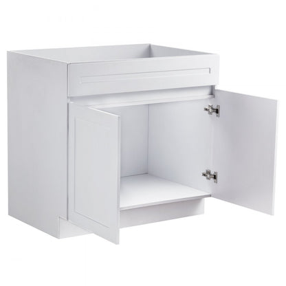 KLCC-06 - 36" White Shaker Base Cabinet with Soft Close Hinges