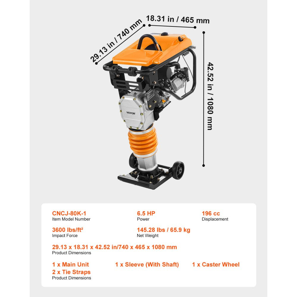 CNCJ-80K-1 - 6.5 HP Vibratory Rammer for 26-Inch Compaction Depth