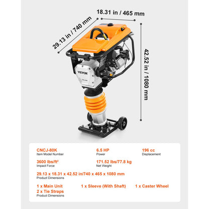 CNCJ-80K-1 - 6.5 HP Vibratory Rammer with 3500 lbs Impact Force