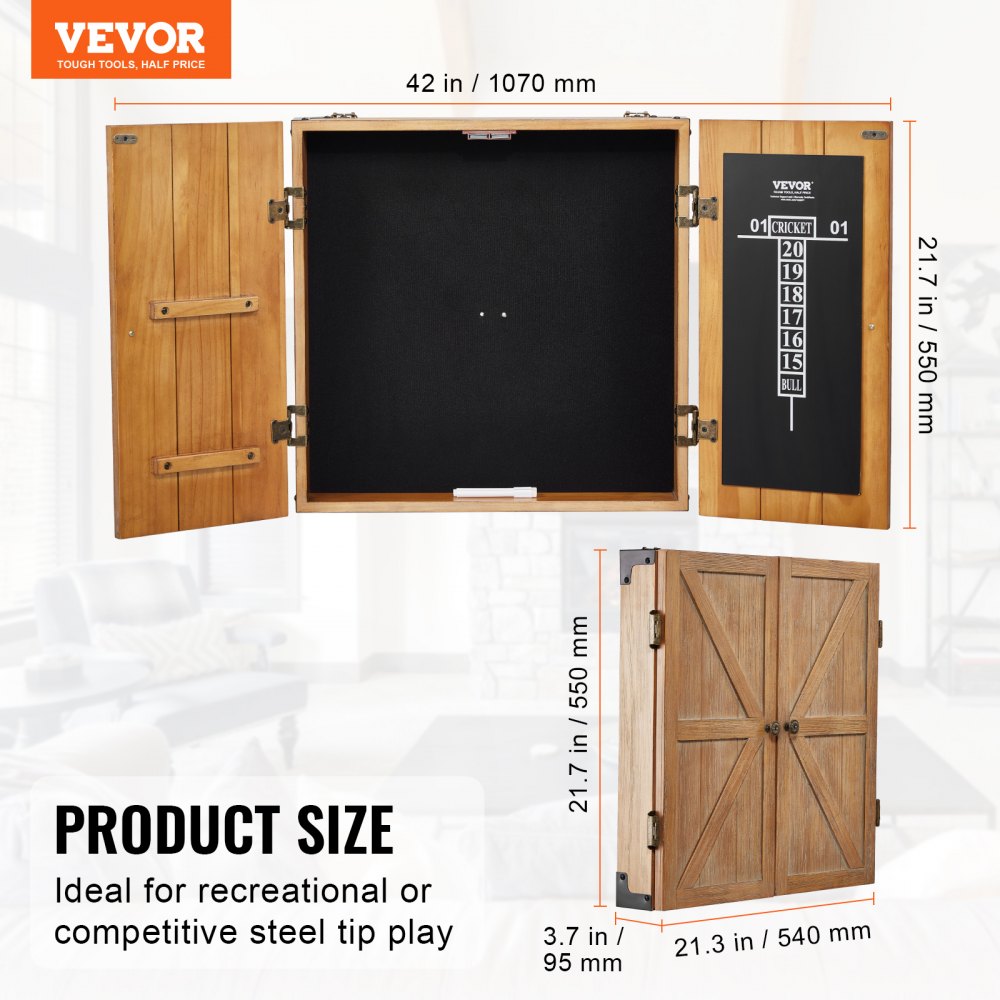 VDC12 - Elegant Solid Wood Dartboard Cabinet for 18" Bristle Boards