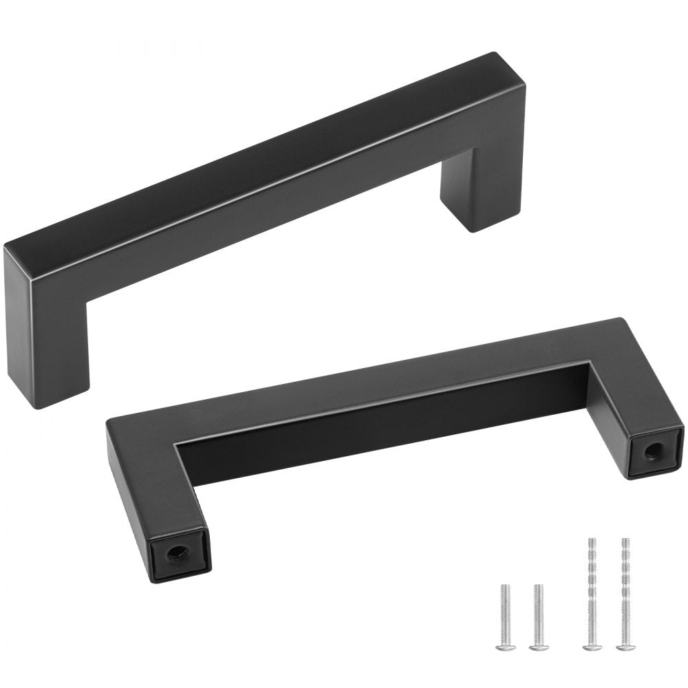 6003-96mm-black - Modern Matte Black Stainless Steel Cabinet Pulls, 3.86in Center