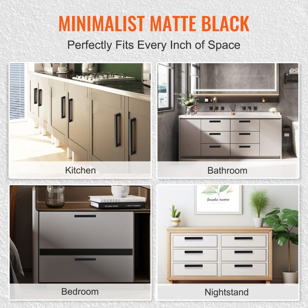 6003-128mm-black - Matte Black Square Cabinet Pulls for Modern Kitchens