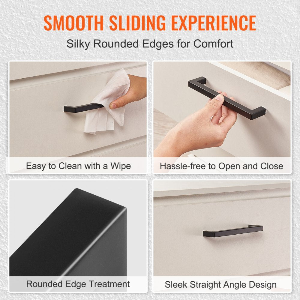 6003-128mm-black - Matte Black Square Cabinet Pulls for Modern Kitchens