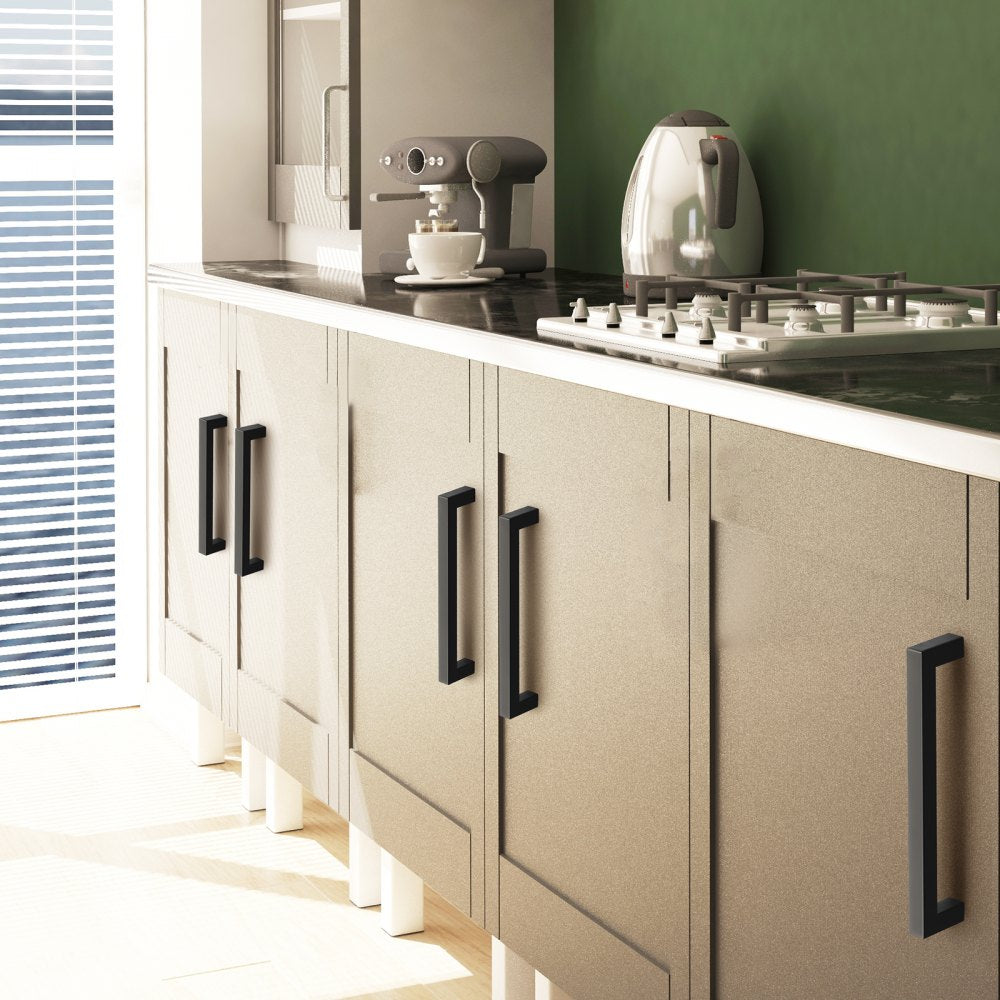 6003-128mm-black - Matte Black Square Cabinet Pulls for Modern Kitchens