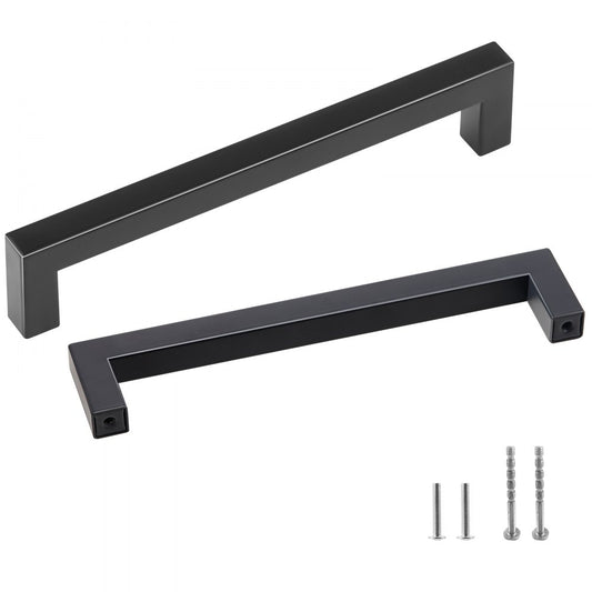 6003-128mm-black - Matte Black Square Cabinet Pulls for Modern Kitchens