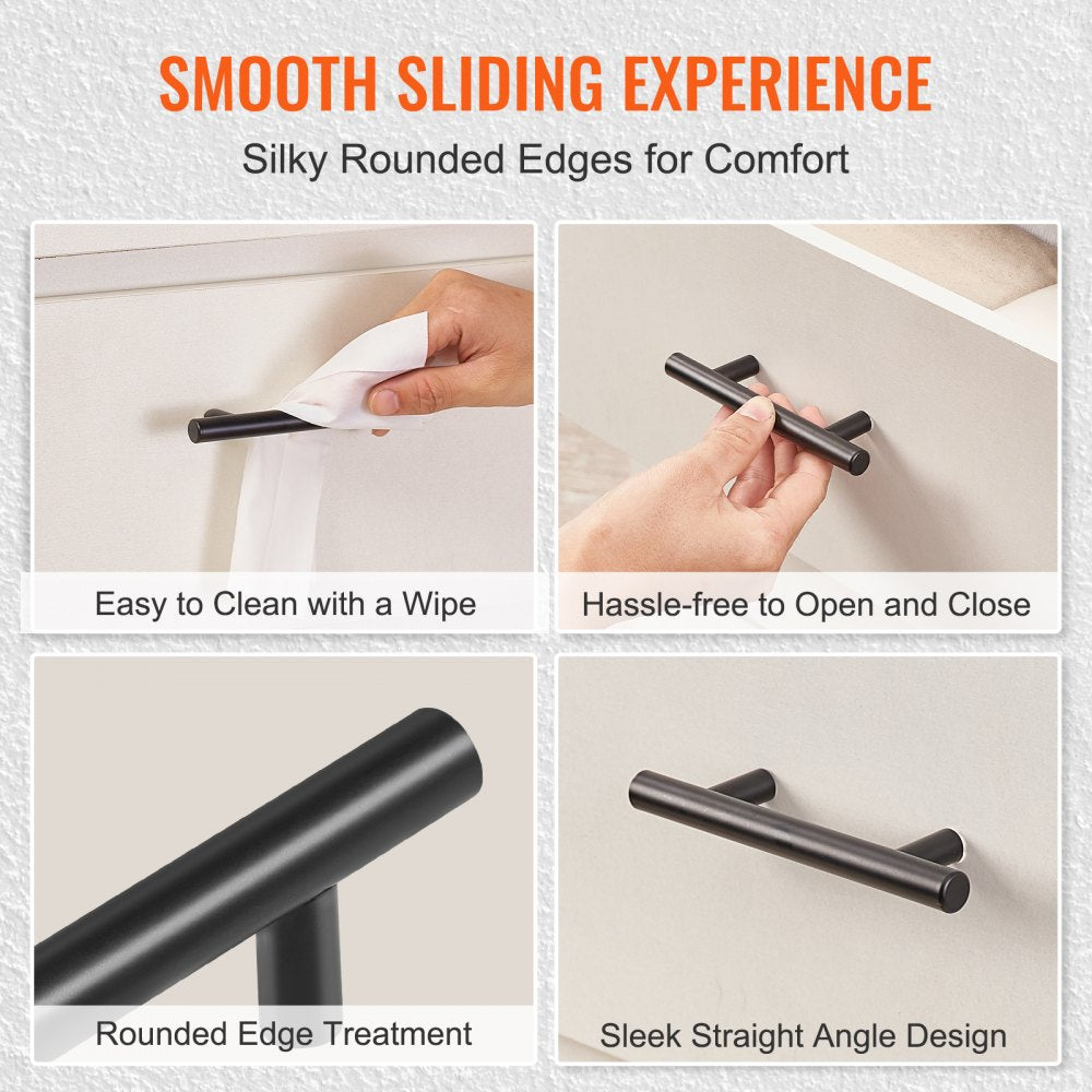 6000-128mm-black - Matte Black Stainless Steel Cabinet Pulls, 30-Pack