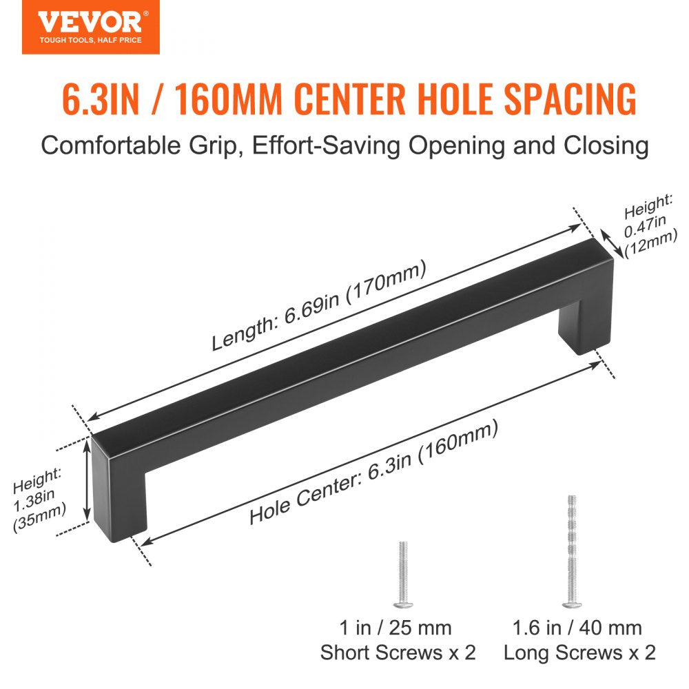 6003-160mm-black - 30 Pack Matte Black Cabinet Pulls for Modern Kitchens