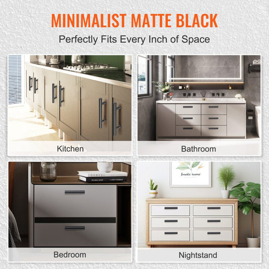6000-76mm-black - 3in Matte Black Stainless Steel Cabinet Handles, Easy Install