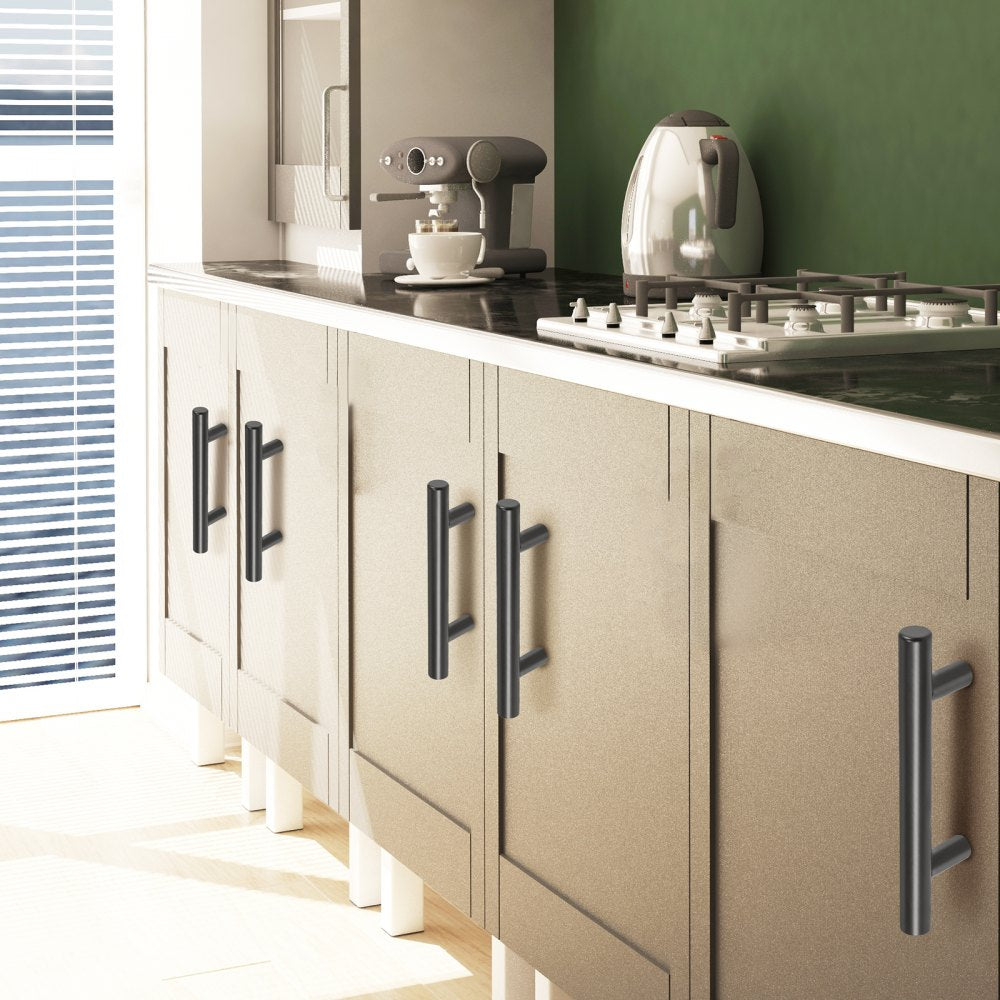 6000-76mm-black - 3in Matte Black Stainless Steel Cabinet Handles, Easy Install