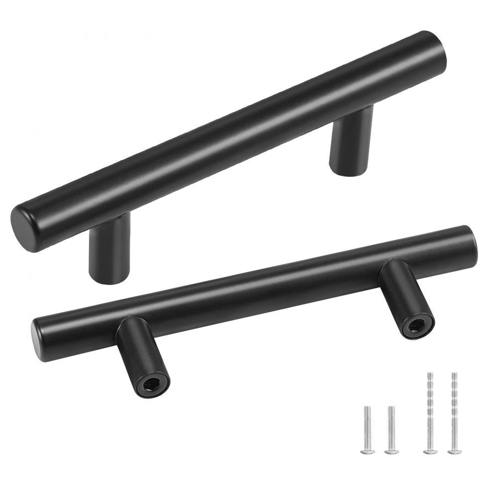 6000-76mm-black - 3in Matte Black Stainless Steel Cabinet Handles, Easy Install