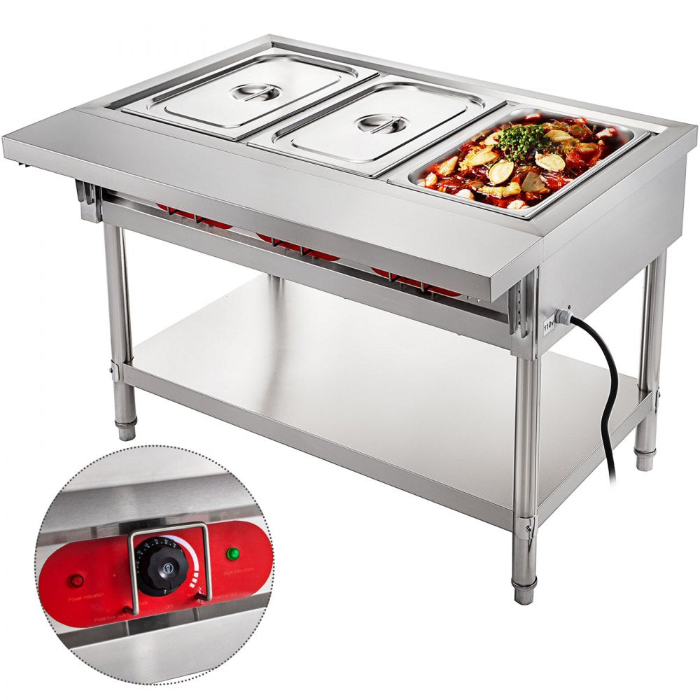010146418255 - 3-Pot Electric Food Warmer with Adjustable Temp & Stainless Steel Design