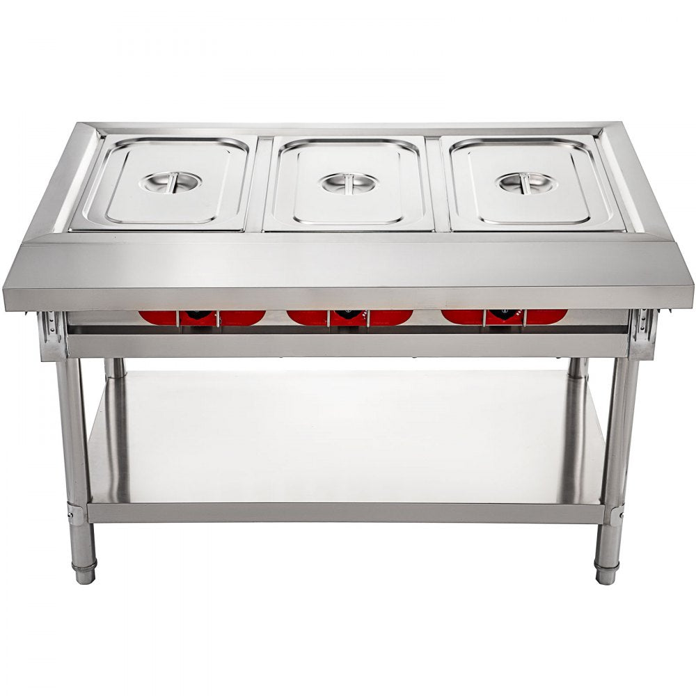 010146418255 - 3-Pot Electric Food Warmer with Adjustable Temp & Stainless Steel Design