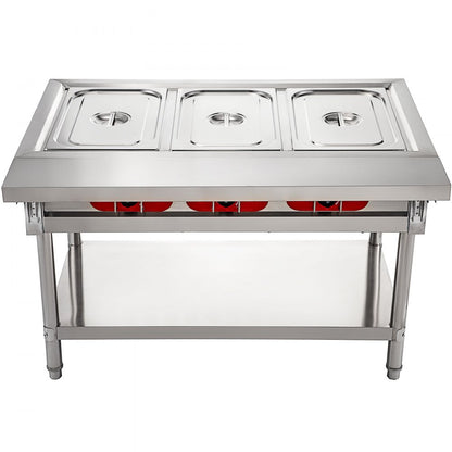 010146418255 - 3-Pot Electric Food Warmer with Adjustable Temp & Stainless Steel Design