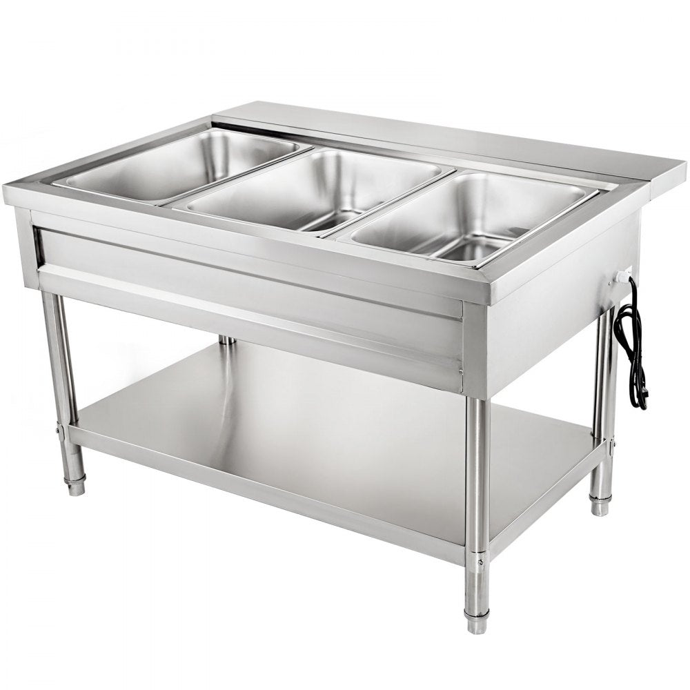 010146418255 - 3-Pot Electric Food Warmer with Adjustable Temp & Stainless Steel Design