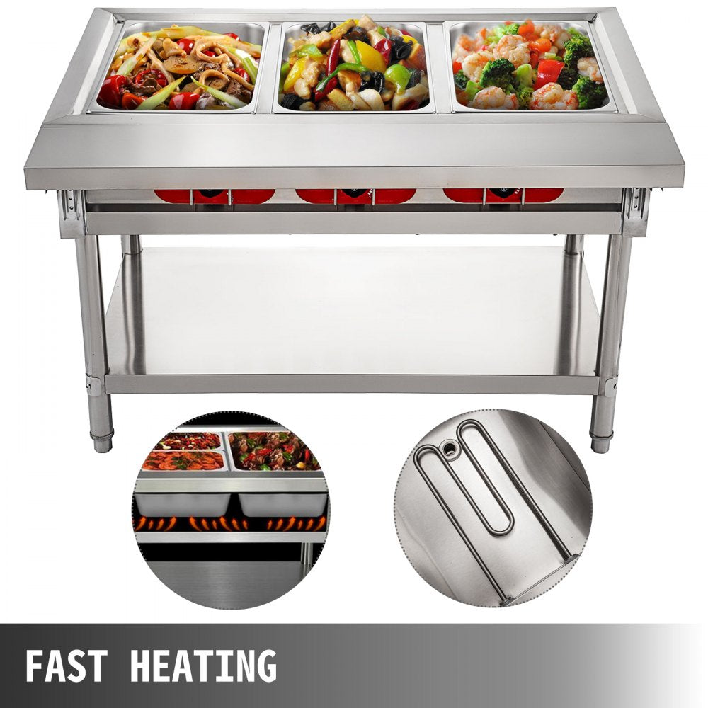 010146418255 - 3-Pot Electric Food Warmer with Adjustable Temp & Stainless Steel Design