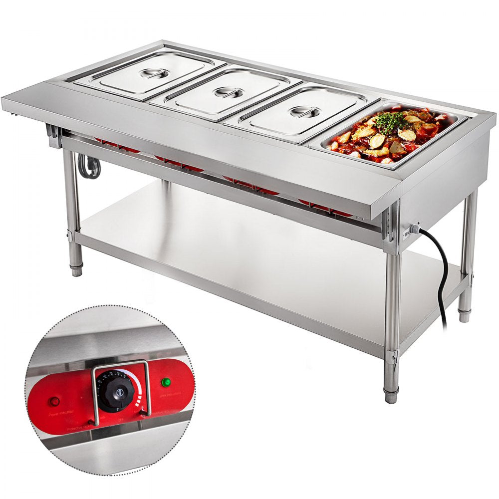 010510947928 - 3000W Stainless Steel 4-Pot Steam Table Food Warmer