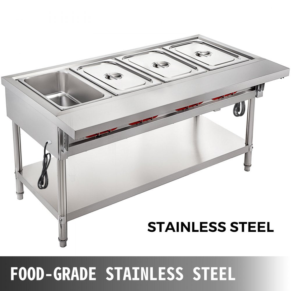 010510947928 - 3000W Stainless Steel 4-Pot Steam Table Food Warmer