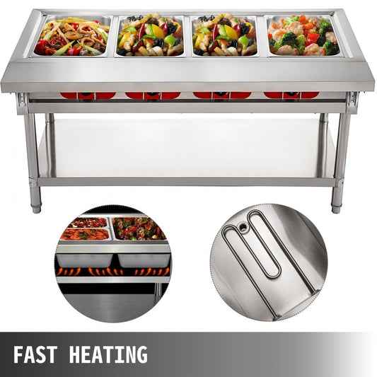 010510947928 - 3000W Stainless Steel 4-Pot Steam Table Food Warmer