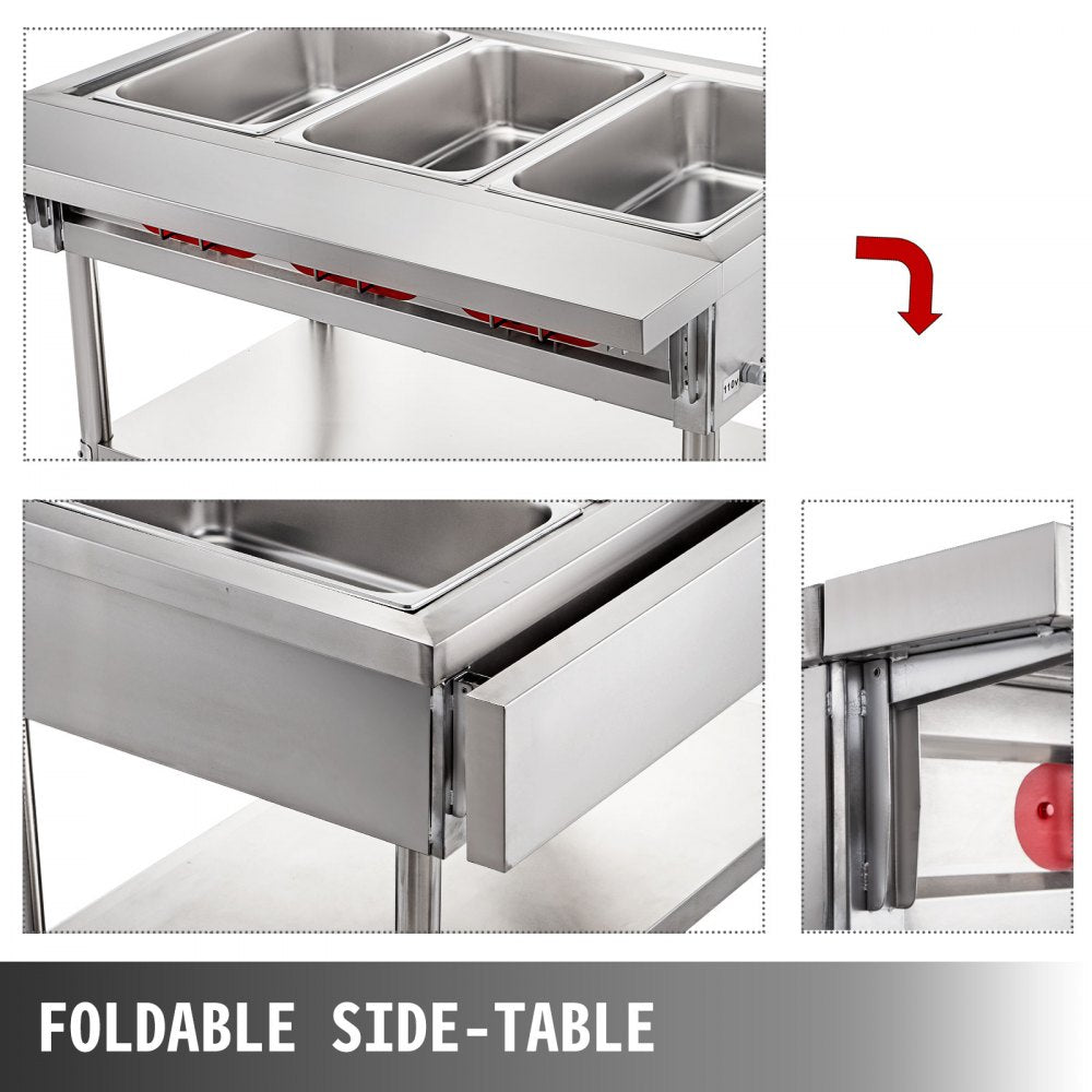 010510947928 - 3000W Stainless Steel 4-Pot Steam Table Food Warmer