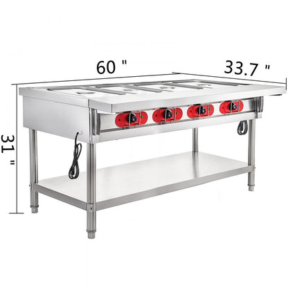 010510947928 - 3000W Stainless Steel 4-Pot Steam Table Food Warmer