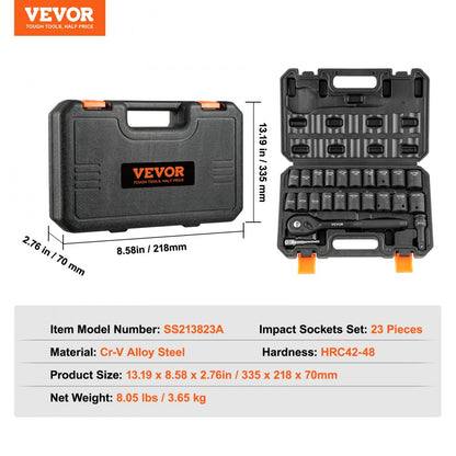 SS213823A - 23-Piece Cr-V Impact Socket Set for Heavy-Duty Tasks