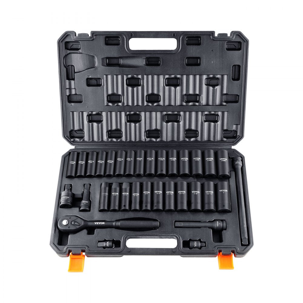 SS21387833 - 33-Piece Cr-V Impact Socket Set, SAE 3/8"-1" & Metric 10-24mm