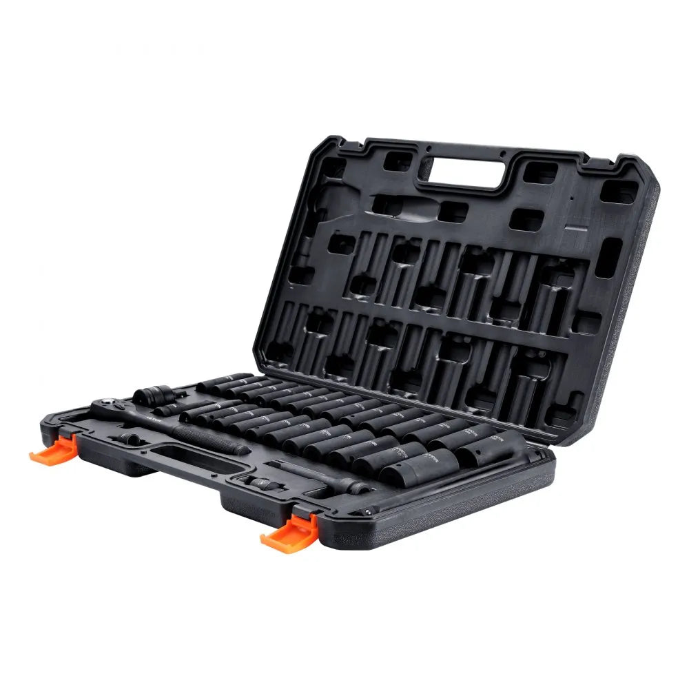 SS21387833 - 33-Piece Cr-V Impact Socket Set, SAE 3/8"-1" & Metric 10-24mm