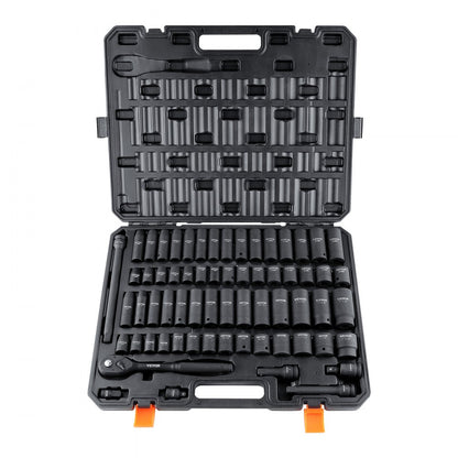 SS213878655 - 65-Piece Cr-V Steel Heavy-Duty Impact Socket Set in Toolbox