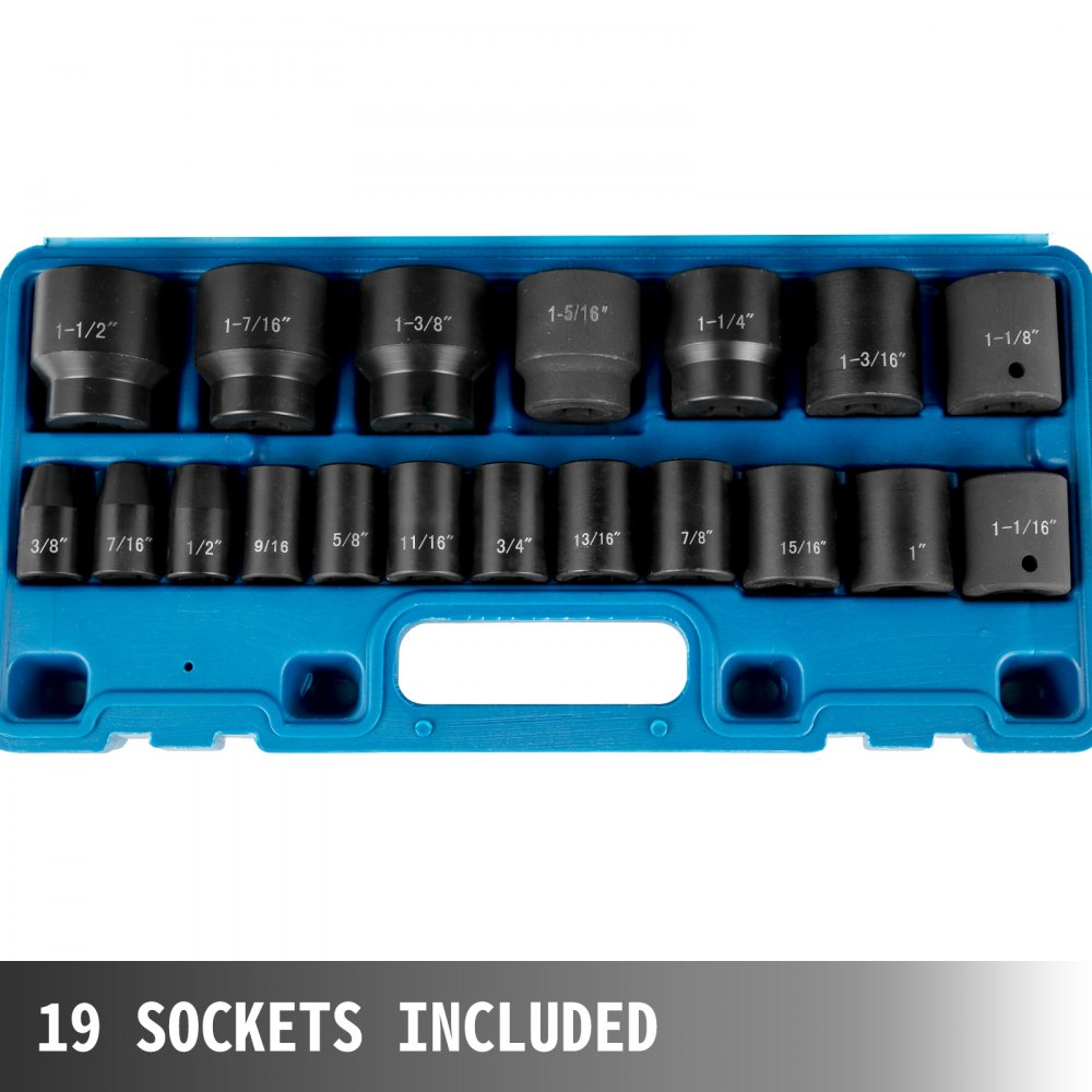 010500072138 - 19-Piece 1/2" Drive Impact Socket Set with Durable Case