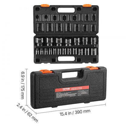 010500072138 - 19-Piece 1/2" Drive Impact Socket Set with Durable Case