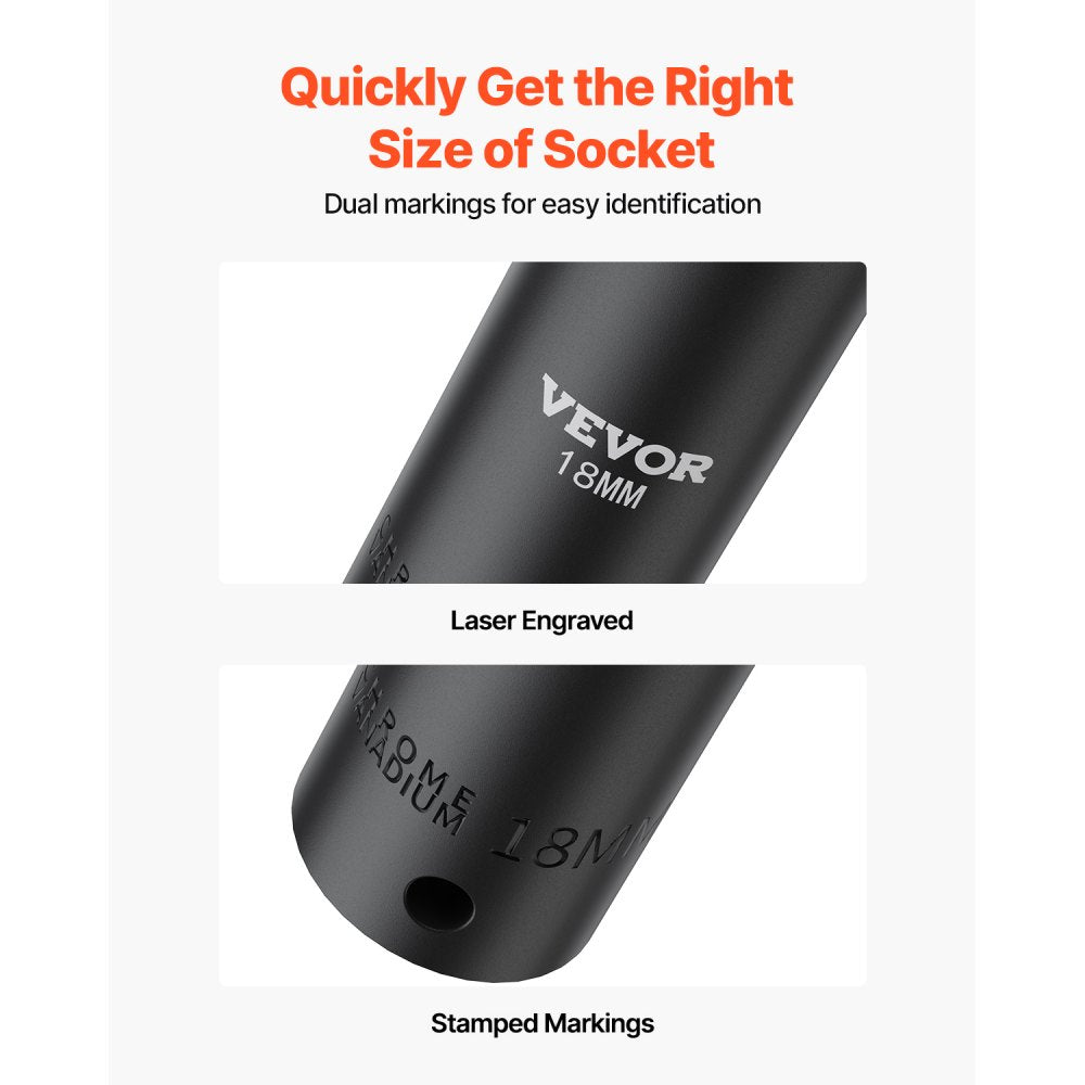 010456799483 - 26-Piece Durable Alloy Steel Impact Socket Set with Storage Case