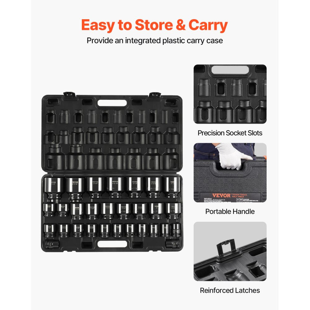 010978649334 - 29-Piece 3/4" Drive Impact Socket Set in Alloy Steel