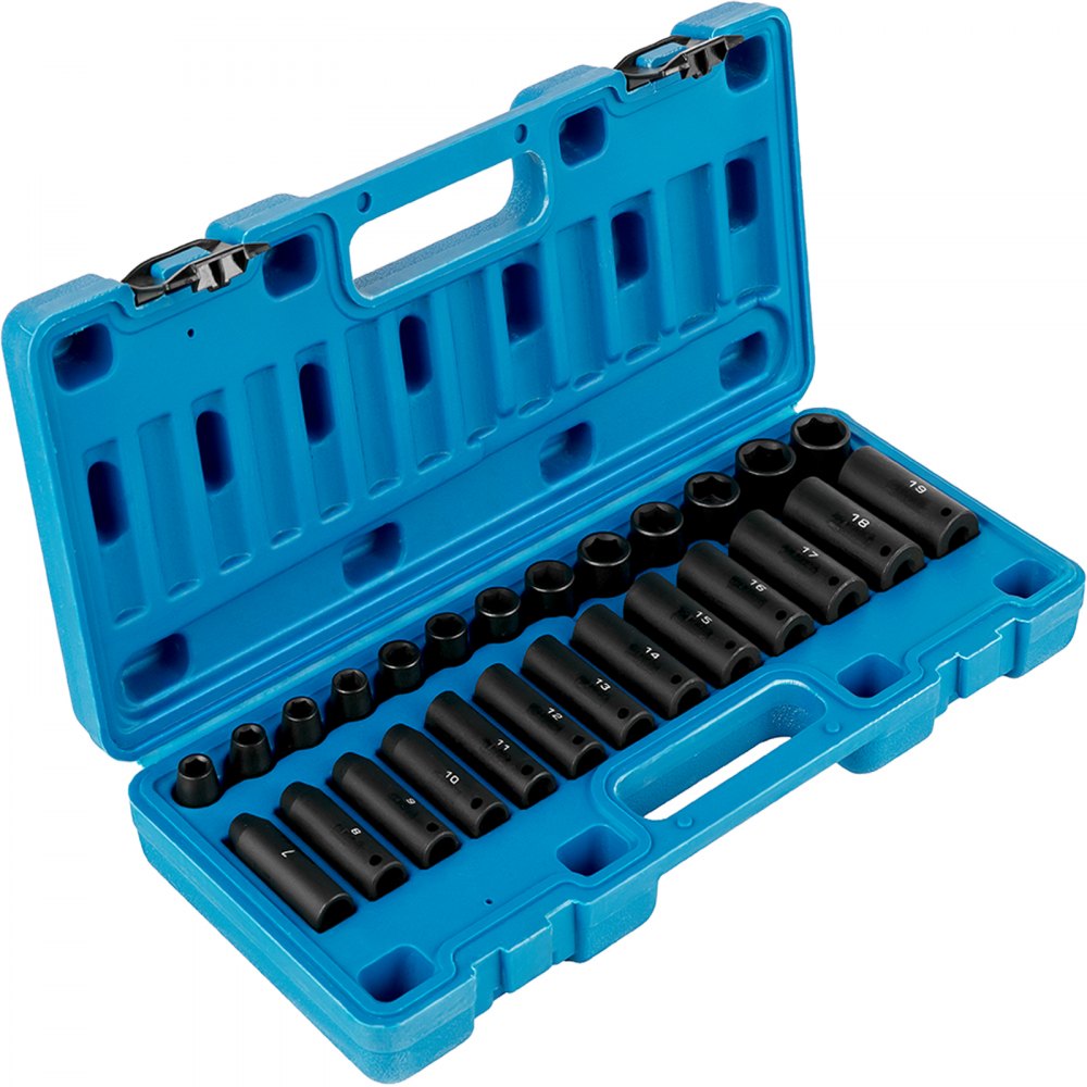 010477526866 - Heavy-Duty 6-Point Impact Socket Set with Storage Case