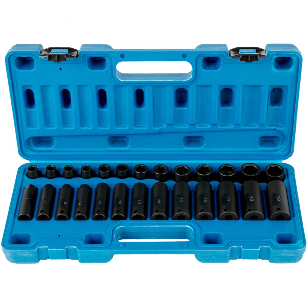 010477526866 - Heavy-Duty 6-Point Impact Socket Set with Storage Case