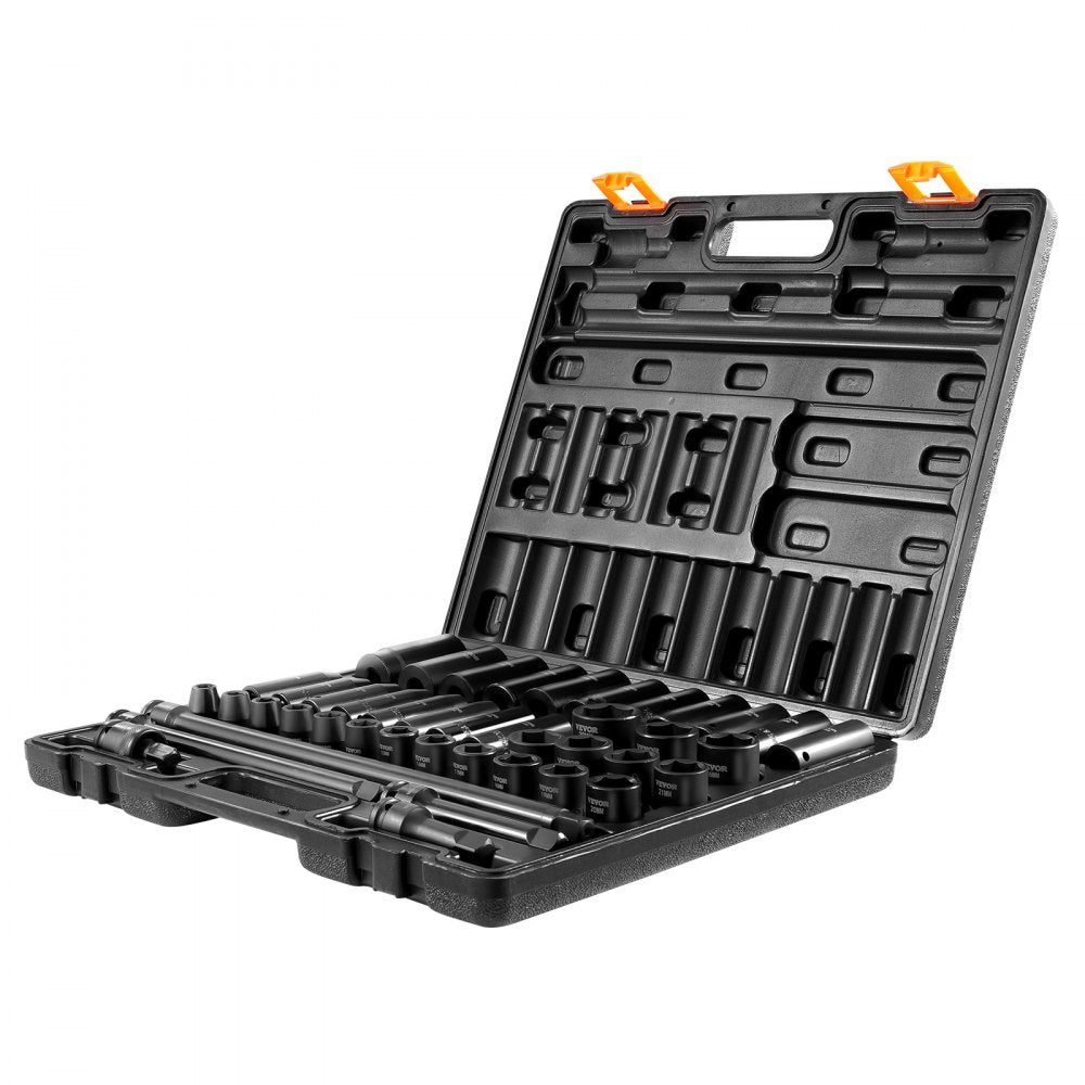 010745509207 - 43-Piece VEVOR Socket Set 9-30mm in Compact Case