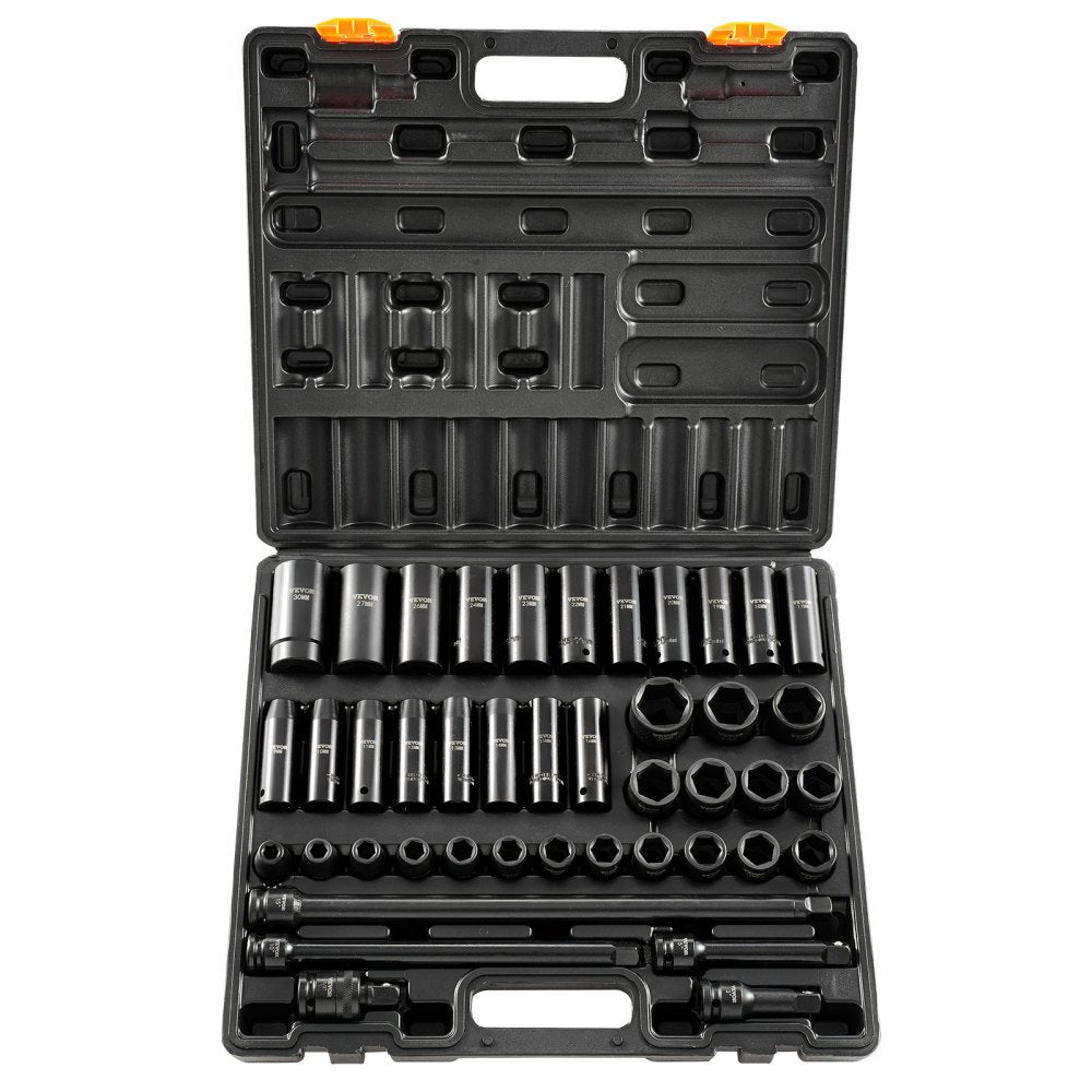 010745509207 - 43-Piece VEVOR Socket Set 9-30mm in Compact Case