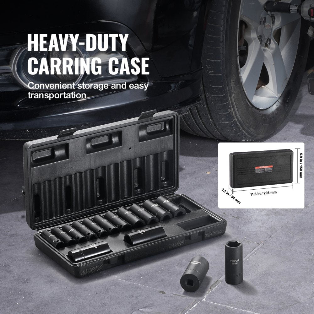 SX38D15000 - 15-Piece Impact Socket Set for Automotive and Industrial Use