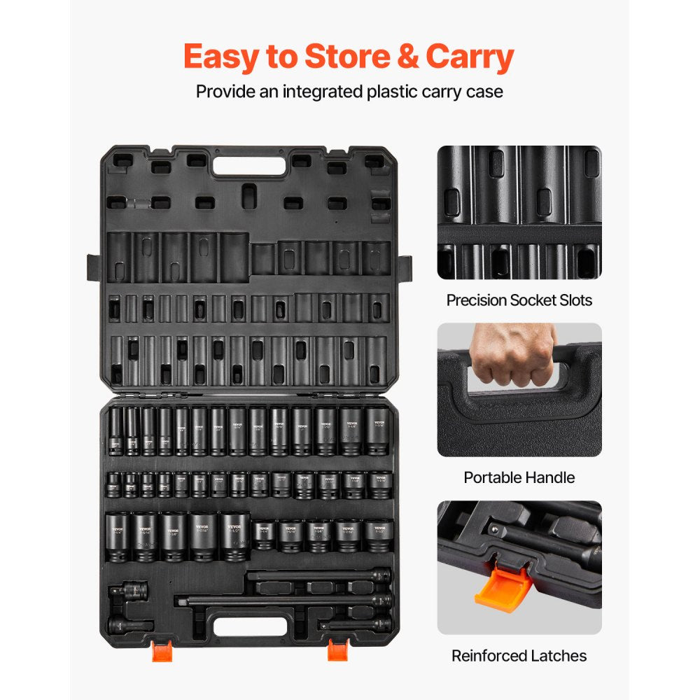 SX21D43000 - 43-Piece 1/2" Impact Socket Set with Storage Case