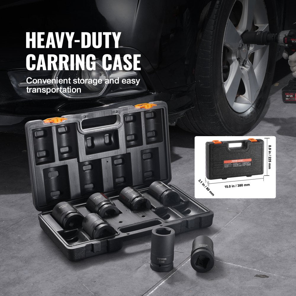 SX1D8000 - 8-Piece 1" VEVOR Impact Socket Set with Durable Case